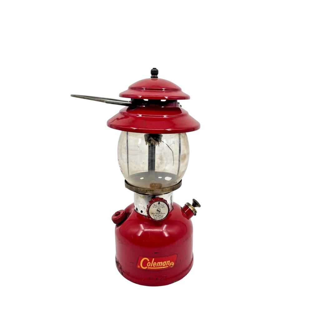 Vintage Coleman Lantern Lamp Model 200 A 1962 Original Pyrex Globe Cherry Red